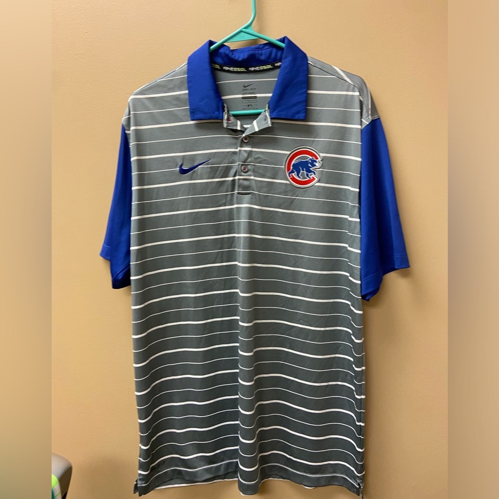 Nike Baseball Gray and Blue Performance Polo Shirt